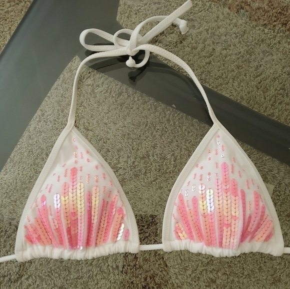 VICTORIA'S Secret | Pink Sequin Triangle Top - Picture 4 of 5